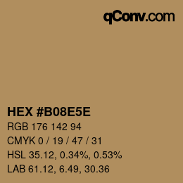 Farbcode: HEX #B08E5E | qconv.com