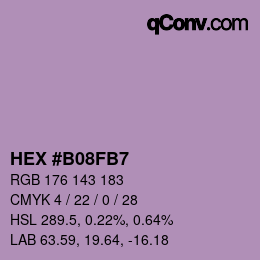 颜色代码: HEX #B08FB7 | qconv.com