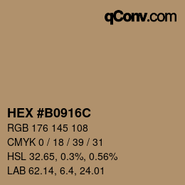カラーコード: HEX #b0916c | qconv.com