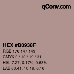 Color code: HEX #B0938F | qconv.com