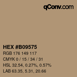 Color code: HEX #B09575 | qconv.com