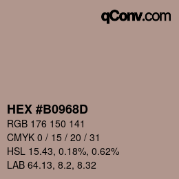 颜色代码: HEX #B0968D | qconv.com