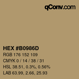 颜色代码: HEX #B0986D | qconv.com