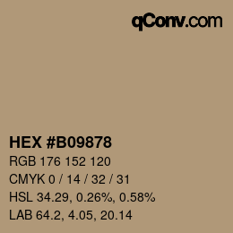 Farbcode: HEX #B09878 | qconv.com