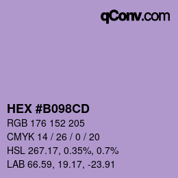颜色代码: HEX #B098CD | qconv.com