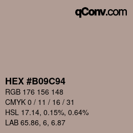 Farbcode: HEX #B09C94 | qconv.com