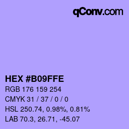 Color code: HEX #B09FFE | qconv.com