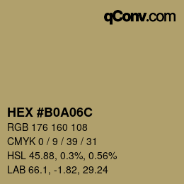 Código de color: HEX #B0A06C | qconv.com