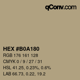 カラーコード: HEX #B0A180 | qconv.com