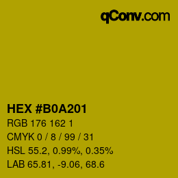 Color code: HEX #B0A201 | qconv.com