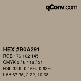 颜色代码: HEX #B0A291 | qconv.com
