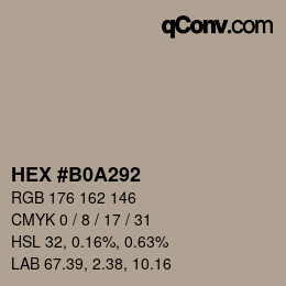 Código de color: HEX #B0A292 | qconv.com