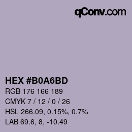 Color code: HEX #B0A6BD | qconv.com