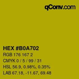 Color code: HEX #B0A702 | qconv.com