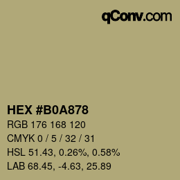 颜色代码: HEX #B0A878 | qconv.com