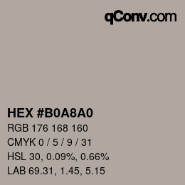 Color code: HEX #B0A8A0 | qconv.com