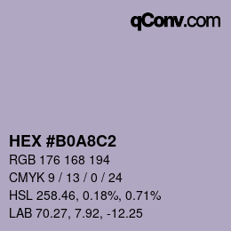 Código de color: HEX #B0A8C2 | qconv.com