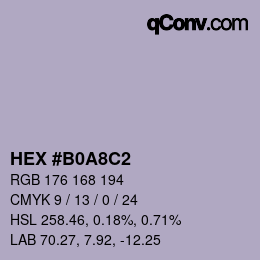 カラーコード: HEX #B0A8C2 | qconv.com
