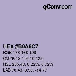 Color code: HEX #B0A8C7 | qconv.com