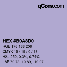 カラーコード: HEX #B0A8D0 | qconv.com