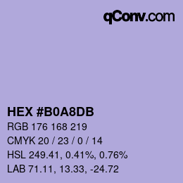 Color code: HEX #B0A8DB | qconv.com
