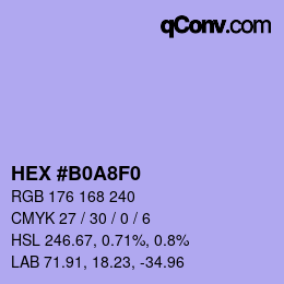 颜色代码: HEX #B0A8F0 | qconv.com