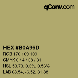颜色代码: HEX #B0A96D | qconv.com
