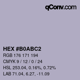 Código de color: HEX #B0ABC2 | qconv.com