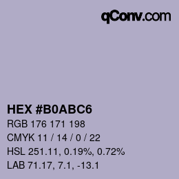 カラーコード: HEX #B0ABC6 | qconv.com