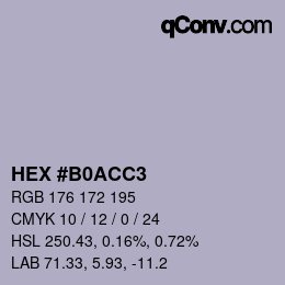 颜色代码: HEX #B0ACC3 | qconv.com