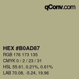Código de color: HEX #B0AD87 | qconv.com
