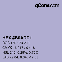 颜色代码: HEX #B0ADD1 | qconv.com