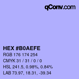 カラーコード: HEX #B0AEFE | qconv.com