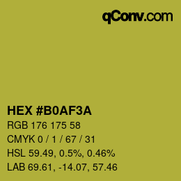 Color code: HEX #B0AF3A | qconv.com