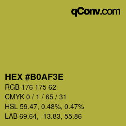カラーコード: HEX #B0AF3E | qconv.com