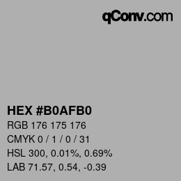 Color code: HEX #B0AFB0 | qconv.com