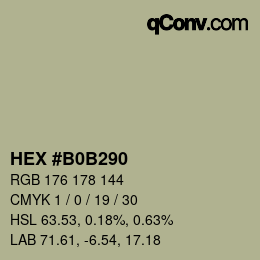 颜色代码: HEX #B0B290 | qconv.com