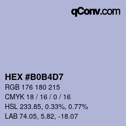 Color code: HEX #B0B4D7 | qconv.com