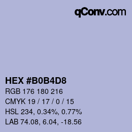 Color code: HEX #B0B4D8 | qconv.com