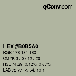 Color code: HEX #B0B5A0 | qconv.com