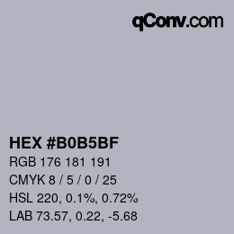 颜色代码: HEX #B0B5BF | qconv.com