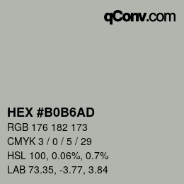 Color code: HEX #B0B6AD | qconv.com