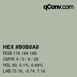 颜色代码: HEX #B0B8A8 | qconv.com