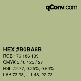 カラーコード: HEX #B0BA8B | qconv.com
