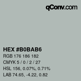 Color code: HEX #B0BAB6 | qconv.com