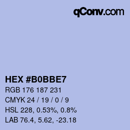 Code couleur: HEX #B0BBE7 | qconv.com