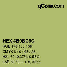 Color code: HEX #B0BC6C | qconv.com