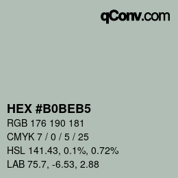カラーコード: HEX #B0BEB5 | qconv.com