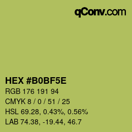 Farbcode: HEX #B0BF5E | qconv.com