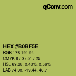 Color code: HEX #B0BF5E | qconv.com